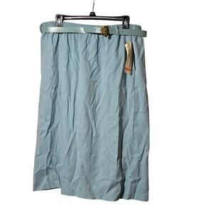 NWT Alfred Dunner 18W Aqua/Pastel Blue Straight/Pencil Skirt with Belt [0185]